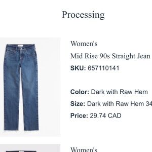 Abercrombie & Fitch Women's Mid Rise Straight Jeans - Dark Blue